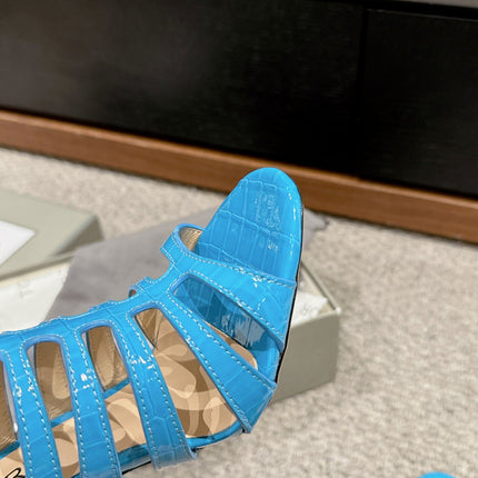 HIGH SANDAL 10 CM IN AZURE BLUE CALFSKIN