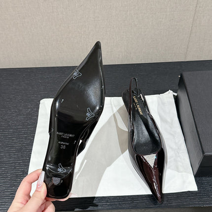 SL CHERISH CRYSTAL SLINGBACK WINE CALFSKIN