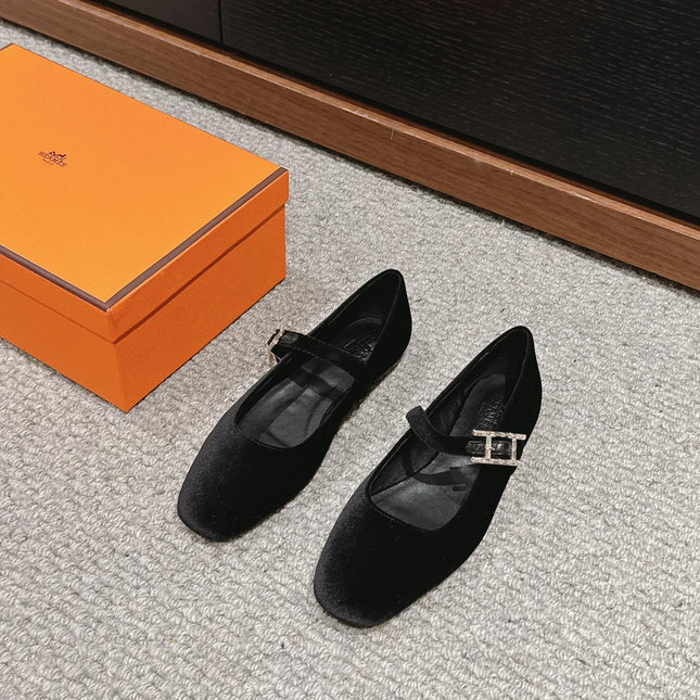 JANE BALLET FLAT BLACK VELVET