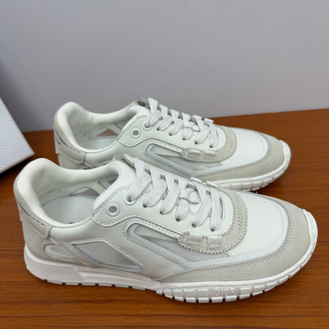 DIOR 26S SNEAKERS IN WHITE AND LIGHT GRAY SUEDE AND CALFSKIN