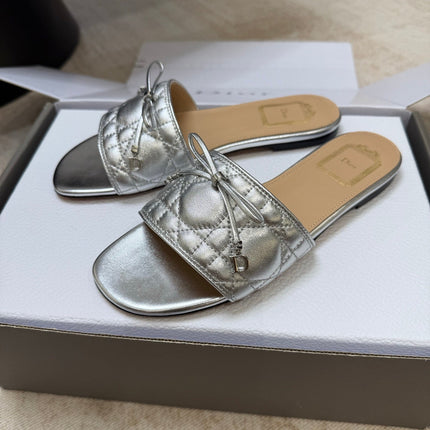 DIOR 26S DWAY CANNAGE SLIDE IN SILVER LAMBSKIN