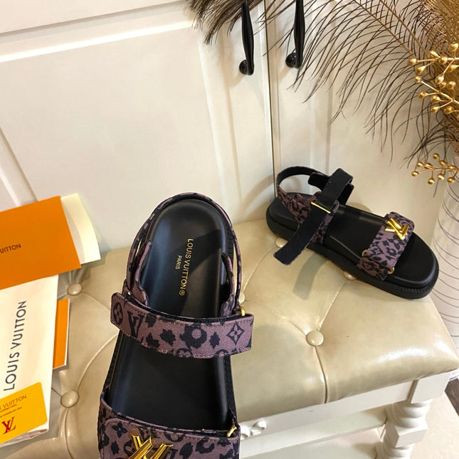LV 26S SANDALS IN DARK PURPLE CANVAS