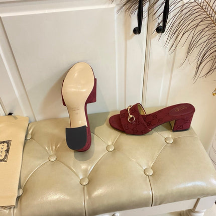 GUCCI 26S HIGH-HEELED SANDALS 65 MM IN RED CANVAS