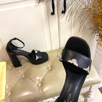 LV 26S HIGH-HEELED SANDALS 110 MM IN BLACK CALFSKIN