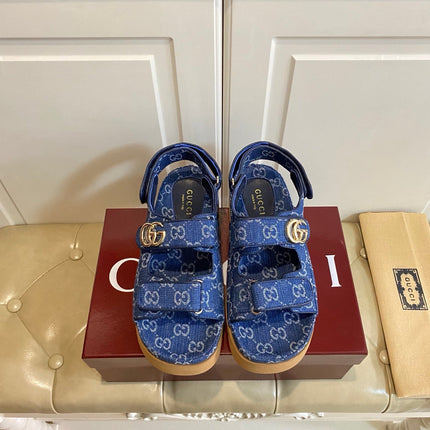 GUCCI 26S SANDALS IN BLUE JACQUARD FABRIC STYLE 2