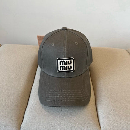 MIUMIU BASEBALL CAP IN DARK GREY KHAKI FABRIC STYLE 1