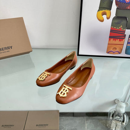 BURBERRY 26S BALLET FLATS IN BROWN CALFSKIN