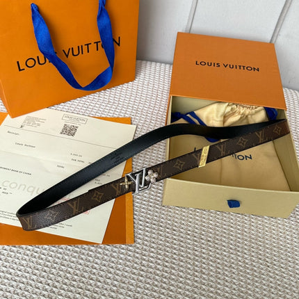 LV GRAM 20 MM REVERSIBLE BELT BROWN MONOGRAM CALFSKIN SILVER HARDWARE