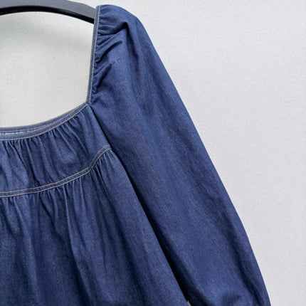 YSL 26S PUFF SLEEVE DENIM TOP 414