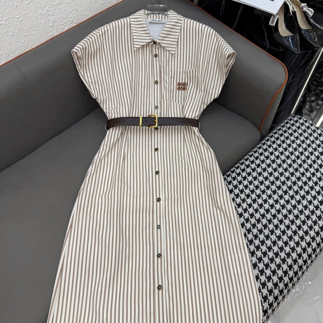 MM STRIPED LAPEL DRESS 25S IN POLYESTER 266615