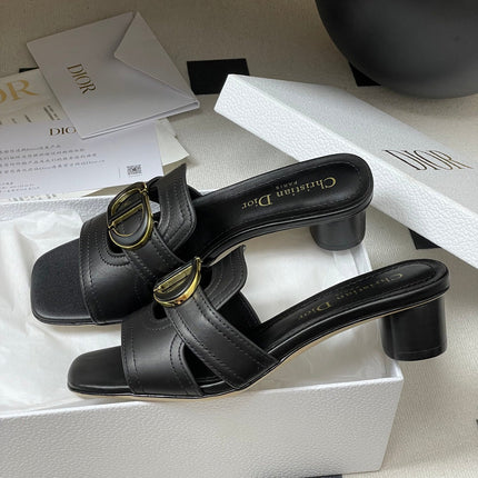 DIOR HIGH HEEL CLASSIC MONTAIGNE 40 MM 25S IN BLACK LAMBSKIN WITH CD LOGO