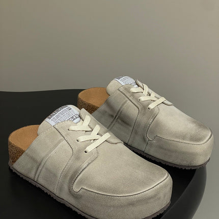 BALENCIAGA 25S MULES BIRKENSTOCK IN CREAM BEIGE SUEDE
