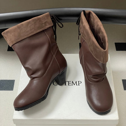 ALO 25S FOLD-OVER ANKLE BOOTS 50 MM IN DARK BROWN LAMBSKIN