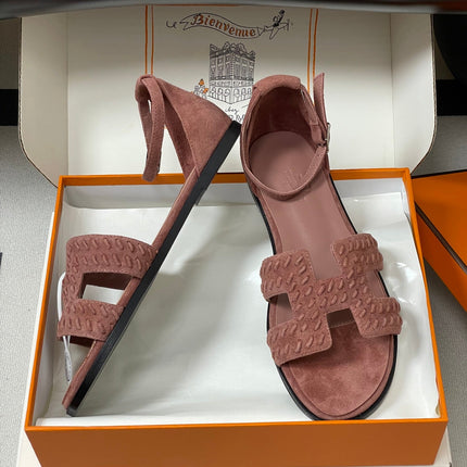 HM 25S SANTORINI SANDAL IN PEACHY PINK SUEDE AND LAMBSKIN