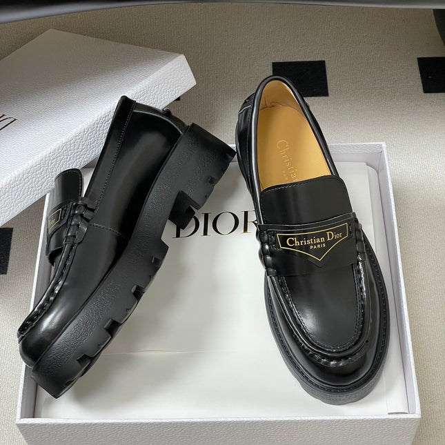 DIOR 25S BOY PLATFORM LOAFERS IN BLACK LAMBSKIN