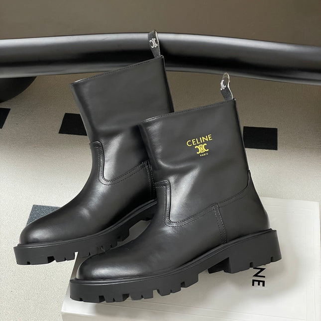 CELINE 26S MARGARET ANKLE BOOTS IN BLACK CALFSKIN