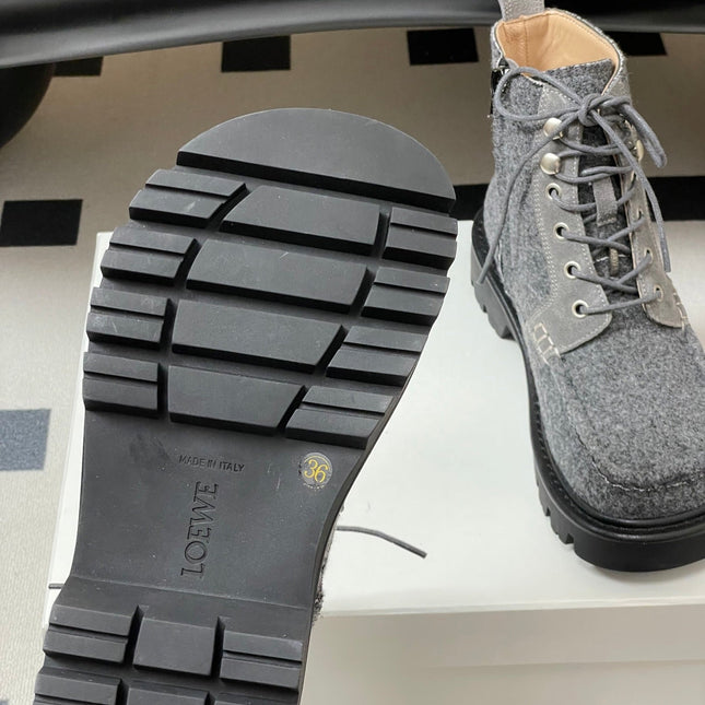 LOEWE 26S ANKLE BOOTS IN GRAY FABRIC