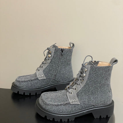 LOEWE 26S ANKLE BOOTS IN GRAY FABRIC
