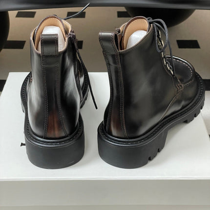 LOEWE 26S ANKLE BOOTS IN DARK BROWN CALFSKIN