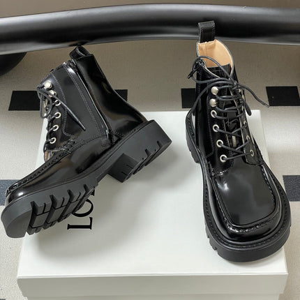 LOEWE 26S ANKLE BOOTS IN BLACK PATENT CALFSKIN