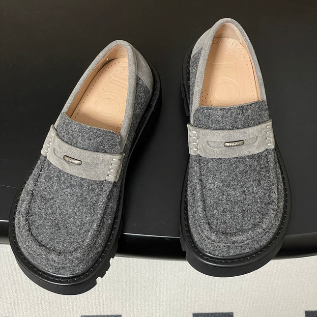 LOEWE 26S LOAFER IN GRAY FABRIC