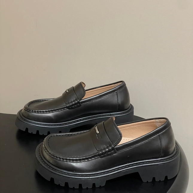 LOEWE 26S LOAFER IN DARK OLIVE GRAY CALFSKIN