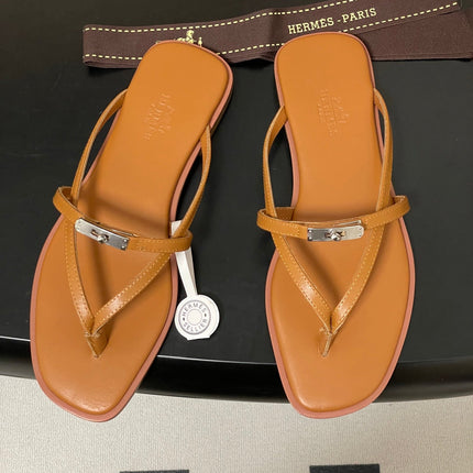 HM 0RAN SANDALS IN TAN BROWN CALFSKIN