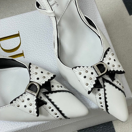 DIOR 26S SLINGBACK HIGH HEELS 100 MM IN WHITE CALFSKIN
