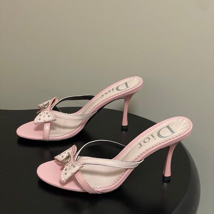 DIOR 26S HIGH HEEL SANDALS 100 MM IN LIGHT PINK CALFSKIN