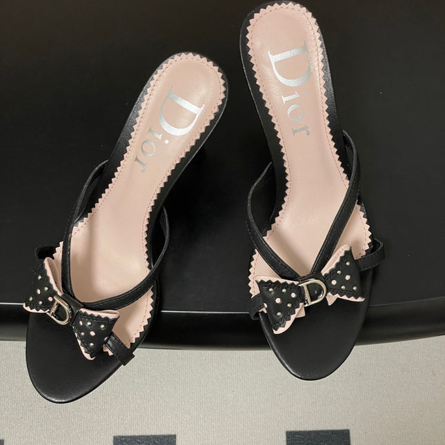 DIOR 26S HIGH HEEL SANDALS 100 MM IN BLACK CALFSKIN