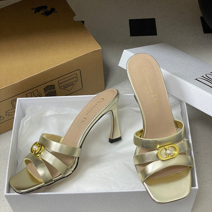 DIOR 26S HIGH HEEL SANDALS 80 MM IN GOLD CALFSKIN