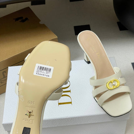 DIOR 26S HIGH HEEL SANDALS 80 MM IN WHITE CALFSKIN