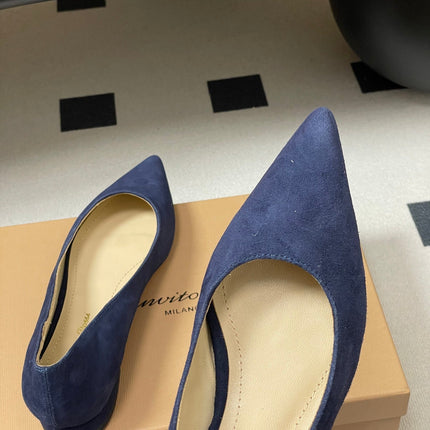 GIANVITO ROSSI 26S FLATS IN NAVY BLUE SUEDE