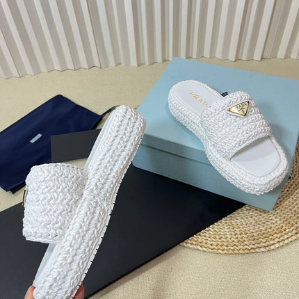 Crochet Flatform Slides 40 White