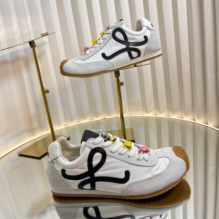 LOEWE 26S RUNNER 2.0 SNEAKERS IN WHITE FABRIC AND SUEDE