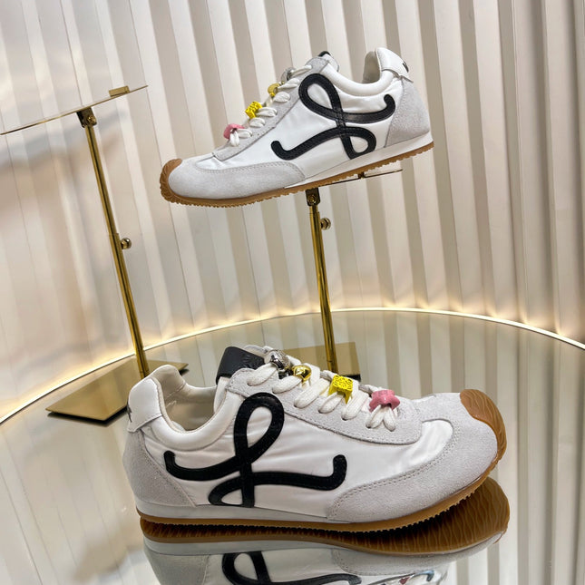 LOEWE 26S RUNNER 2.0 SNEAKERS IN WHITE FABRIC AND SUEDE