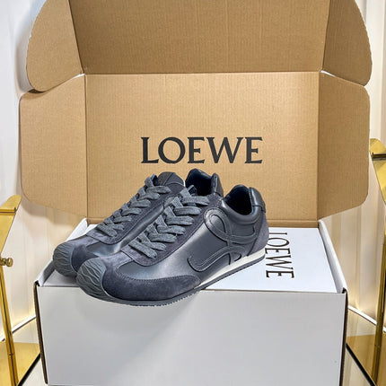 LOEWE 26S RUNNER 2.0 SNEAKERS IN DARK GREY CALFSKIN AND SUEDE