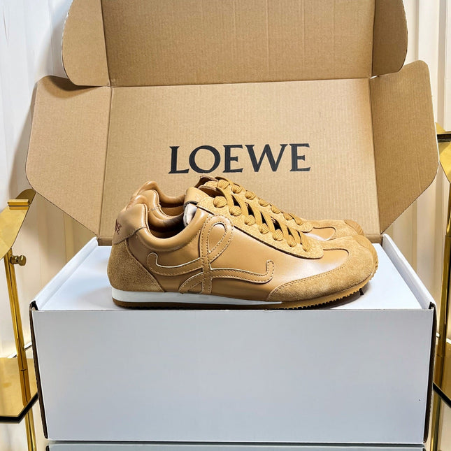 LOEWE 26S RUNNER 2.0 SNEAKERS IN BROWN CALFSKIN AND SUEDE