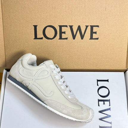 LOEWE 26S RUNNER 2.0 SNEAKERS IN OFF-WHITE CALFSKIN AND SUEDE