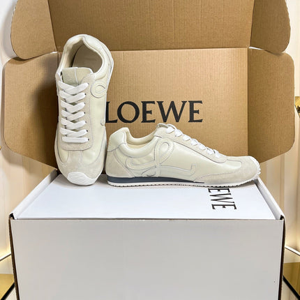 LOEWE 26S RUNNER 2.0 SNEAKERS IN OFF-WHITE CALFSKIN AND SUEDE