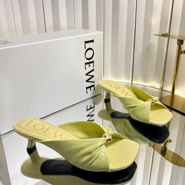 LOEWE 26S HEELED SANDALS 45 MM IN LIGHT YELLOW CALFSKIN