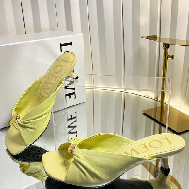 LOEWE 26S HEELED SANDALS 45 MM IN LIGHT YELLOW CALFSKIN