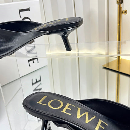 LOEWE 26S HEELED SANDALS 45 MM IN BLACK CALFSKIN