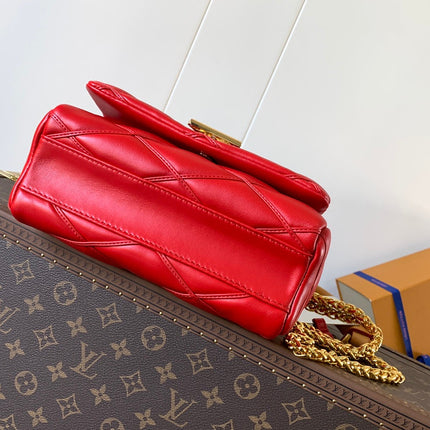 LV 25S GO-14 MM 23 IN CRIMSON RED QUILTED LAMBSKIN GOLD HARDWARE