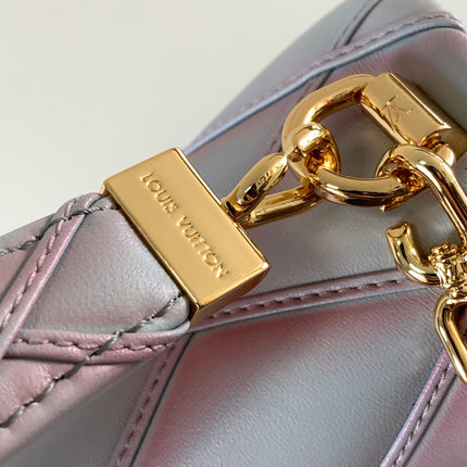 LV 25S GO-14 MM 23 IN LAVENDER GRAY QUILTED LAMBSKIN GOLD HARDWARE