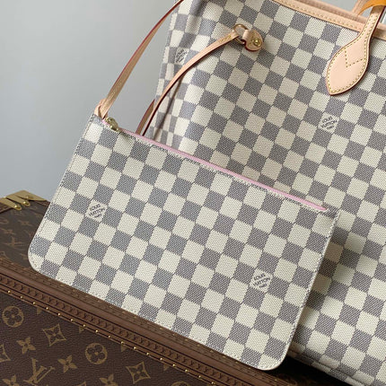 LV NEVERFULL 39 MM IN BEIGE DAMIER AZUR CANVAS