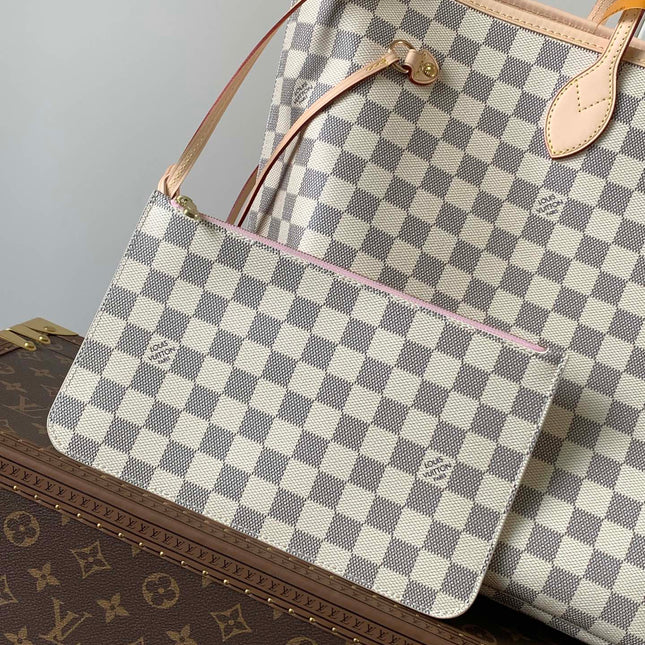 LV NEVERFULL 39 MM IN BEIGE DAMIER AZUR CANVAS