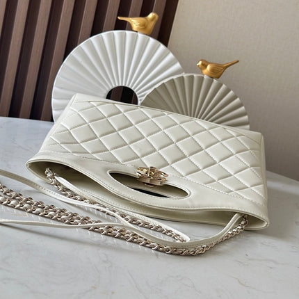 CHANEL 26S MINI SHOPPING BAG 32 IN WHITE LAMBSKIN