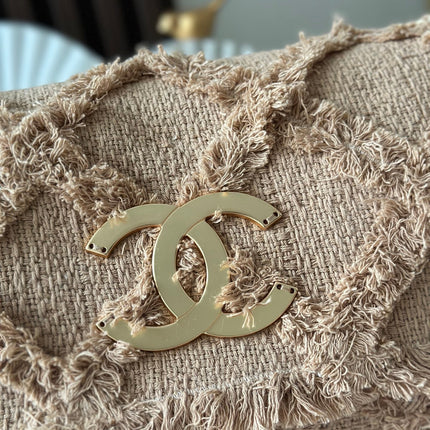 CHANEL 25S FLAP BAG 38 IN BEIGE FABRIC