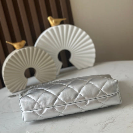 CHANEL 26S HOBO BAG 26 IN SILVER LAMBSKIN